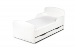 Weiß Einzelbett aus Holz - White - Kinderbett mit Schubladen und Matratze + Lattenrost (140/70 cm)