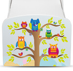 Holzbett für Kinder 160x80 cm – Weißes Funktionsbett Komplett-Set mit Matratze UV-Druck: EULEN