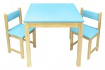 Holztisch mit Stühlen - blau- Möbel für Kinder 