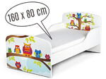 Holzbett für Kinder 160x80 cm – Weißes Funktionsbett Komplett-Set mit Matratze UV-Druck: EULEN
