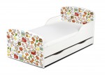 Weiß Einzelbett aus Holz - Farm - Kinderbett mit Schubladen und Matratze + Lattenrost (140/70 cm)