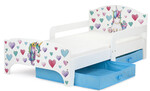 SMART Kinderbett aus Holz - Einhorn - Einzelbett mit Schubladen und Matratze (140/70 cm)
