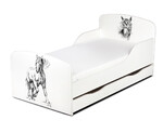 Weiß Einzelbett aus Holz - Mein Pferd - Kinderbett mit Schubladen und Matratze + Lattenrost (140/70 cm) 