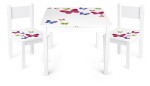 Weiß Kindertisch und 2 Stühle - Schmetterlinge YETI - Holz Sitzgruppe für Kinder