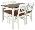 Holz Esstisch - WEISS WALNUSS - Schöne Essgruppe Tisch + 4 Stühlen 