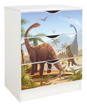 Weiße Kommode mit Schubladen - ROMA - Möbel für Kinderzimmer, UV-Druck: Jurassic Dino