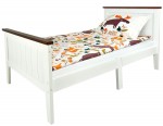 Weiß Massivholz Bett mit Rollrost - Paris Walnut - Kiefer Bett  für Kinder (140/70 cm) + Matratze aus Schaumstoff (10 cm)