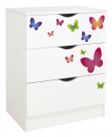 Weiße Kommode mit Schubladen - ROMA - Möbel für Kinderzimmer, Thema: Schmetterlinge