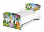 Holz Funktionsbett für Kinder - Dschungel tiere II- Kinderbett mit Matratze und Lattenrost (140/70 cm)