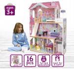 Holz Puppenhaus mit Aufzug - Doll Aparthouse - Rosa Traumvilla mit Terrasse