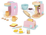 Eine Reihe von Haushaltsgeräten: Mixer, Toaster, Kaffeemaschine