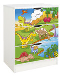Weiße Kommode mit Schubladen - ROMA - Möbel für Kinderzimmer, UV-Druck: Meine Dinosaurier