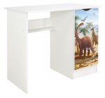 Weiß Kinderschreibtisch - ROMA - Möbel für Kinderzimmer, UV-Druck: Jurassic Dino 