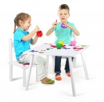 Weiß Holz Kindertisch und 2 Stühle - Schmetterlinge - Kindersitzgruppe für Kinder 