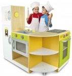 Flex Küche Corner aus Holz - Grün - 3 Module Kinderküche mit Zubehör 