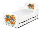Weiß Einzelbett aus Holz - Arche - Kinderbett mit Schubladen und Matratze + Lattenrost (140/70 cm)