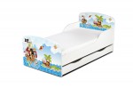 Weiß Einzelbett aus Holz - Piraten I - Kinderbett mit Schubladen und Matratze + Lattenrost (140/70 cm)
