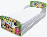 Weiß Einzelbett aus Holz - Zoo - Kinderbett mit Schubladen und Matratze + Lattenrost (140/70 cm)