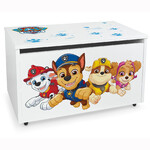 Holz weiße Kinderbank auf Rädern - Spielzeugkiste mit Stauraum UV-Druck: Paw Patrol 