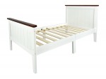 Holzbett mit Rollrost - Paris Walnut - Weißes Kiefernbett mit Lattenrost für Kinder (140/70 cm)