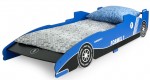 Funktionsbett Kinderbett - Formel 1 Blau - Autobett mit Matratze (90/200 cm)