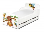  Weiß Einzelbett aus Holz - Fass Honig - Kinderbett mit Schubladen und Matratze + Lattenrost (140/70 cm)