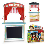 Puppentheater und Supermarkt aus Holz + 4 Marionette Handpuppen - Pinocchio 