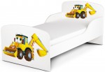 Holz Funktionsbett für Kinder - Herr Bagger - Kinderbett mit Matratze und Lattenrost (140/70 cm)