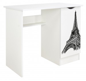 Weiß Kinderschreibtisch - ROMA - Möbel für Kinderzimmer, UV-Druck: Eiffelturm