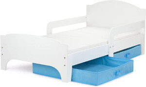 SMART Kinderbett aus Holz - WHITE - Einzelbett mit Schubladen und Matratze (140/70 cm)