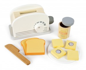 Holz Toaster mit Zubehör - Pastellfarben - Spielzeug für Kinder 