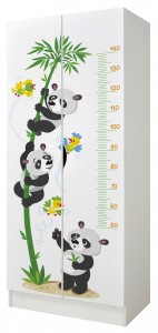 Weiß zweitüriger Kleiderschrank mit Höhenmaß - Roma - Möbel für Kinder, Thema: Pandas