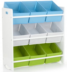 Holzregal für Spielzeug - Weiß - mit 9 Schubladen, Organizer für Kinder