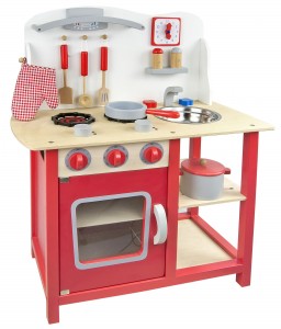 Classic Spielküche aus Holz - Farbe Rot - Kinderküche mit Zubehör
