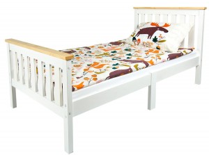 Kiefer Bett mit Lattenrost - Milano Pinie - Weißes Holzbett mit für Kinder (140/70 cm) + Matratze 