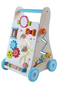 Baby Holz Lernspielzeug Lauflernwagen - Farbe Aquamarinblau - Lauflernhilfe für Kinder