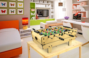 Multigame Mini Spieltisch - 4in1- Tischfußball, Billard, Hockey, Tischtennis aus Holz
