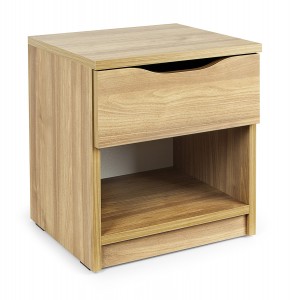 Nachtschrank für Kinder - Modern - Nachttisch aus Holz mit Schublade, Farbe: Nussbaum Select