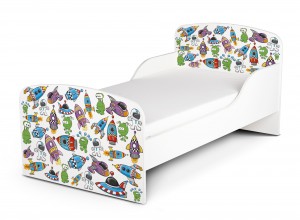 Holz Funktionsbett für Kinder - Kosmos - Kinderbett mit Matratze und Lattenrost (140/70 cm)