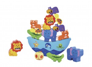 Balancierendes Holzboot - Rette alle Tiere! - Spielzeug-Arcade-Spiel für Kinder
