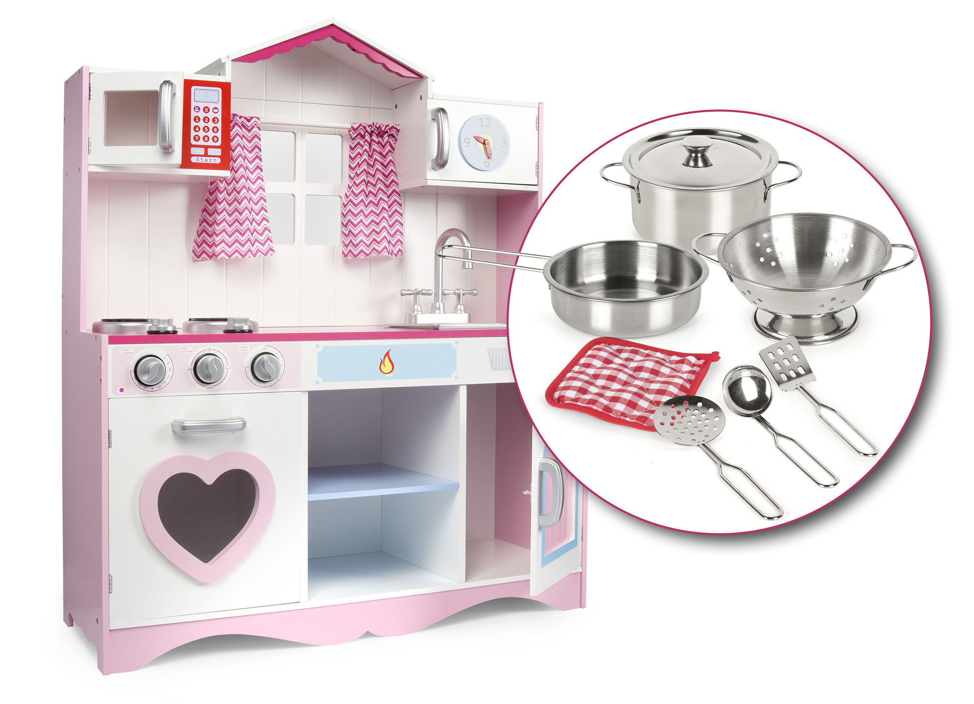 Spielküche Kinderküche Rosa Kinder Küche mit Zubehör Töpfe Pfannen Play&Smile 